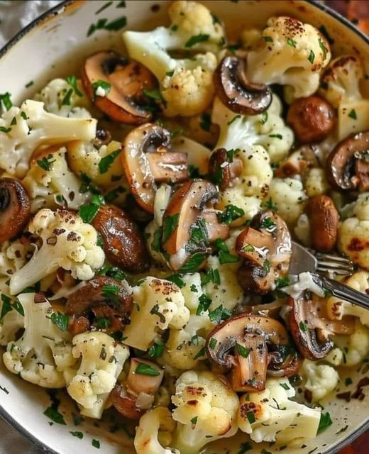 Garlic Mushrooms and Cauliflower Skillet:Low-Point Recipe