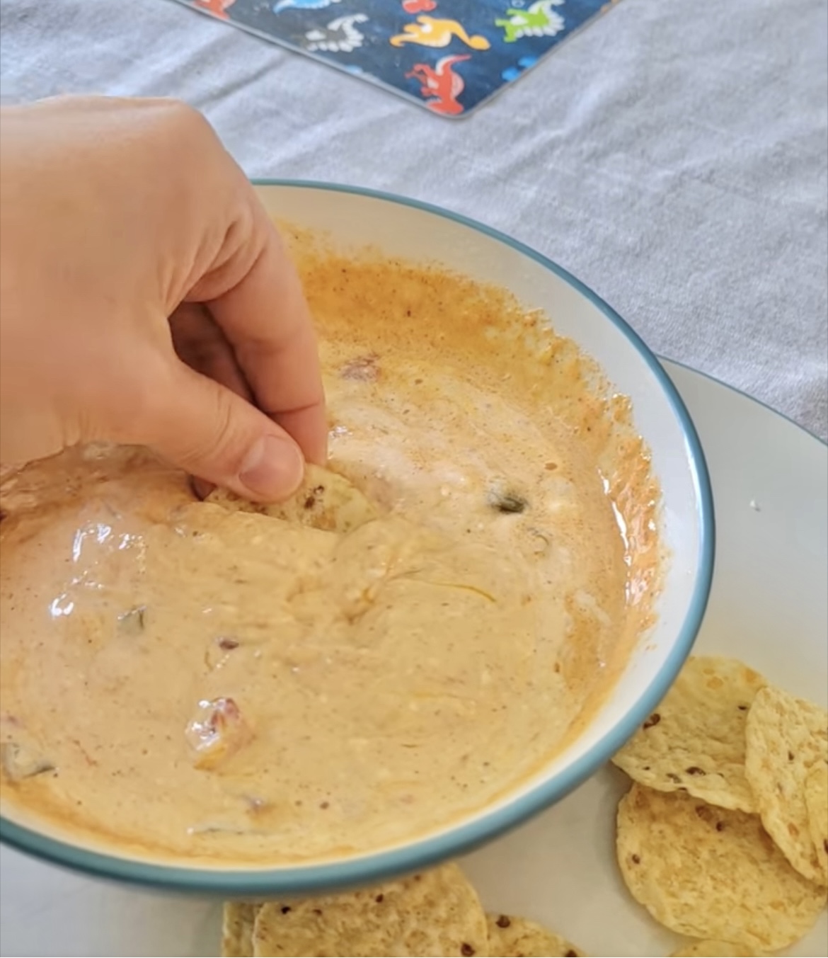 Cottage Cheese Queso with tostitos