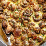 Creamy garlic mushrooms and bacon