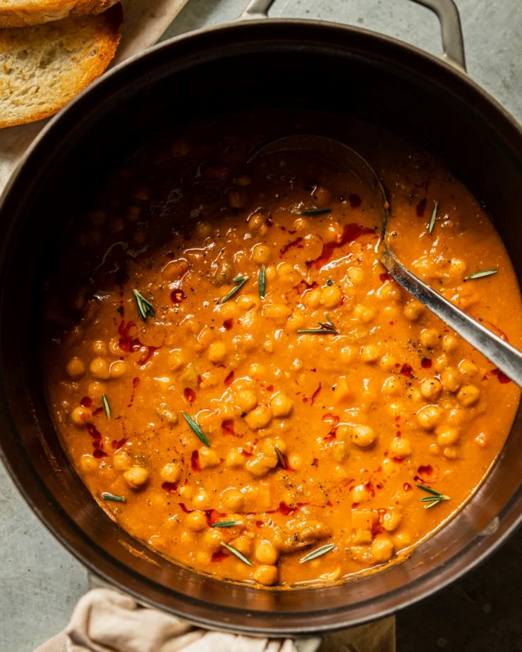 Creamy Chicken and Chickpea Soup with Rosemary & Garlic Recipe