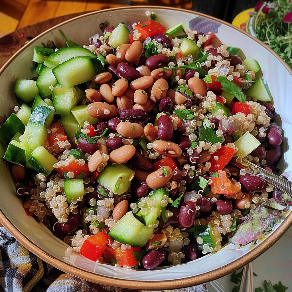 3 Bean Vegan High-Protein Vegetable Quinoa Bowl