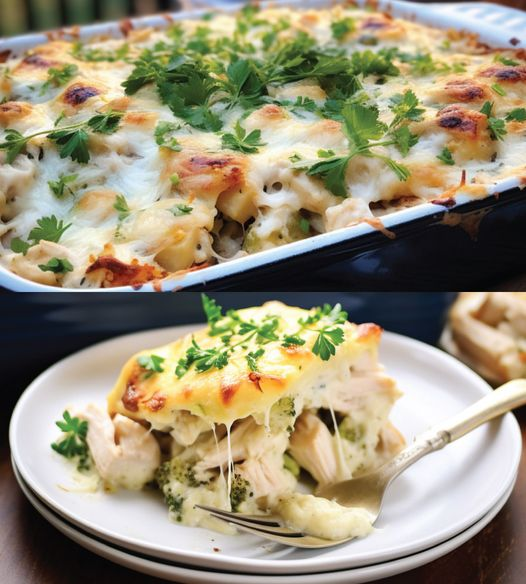 KETO CHICKEN ALFREDO CASSEROLE