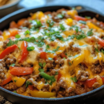 Keto Cheesy Beef and Bell Pepper Skillet