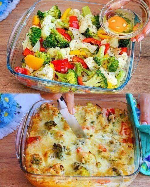 Creamy Baked Broccoli with Tomatoes and Kale