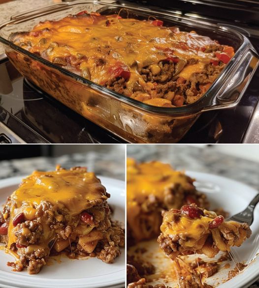 Keto Chili Cheese Dog Casserole: