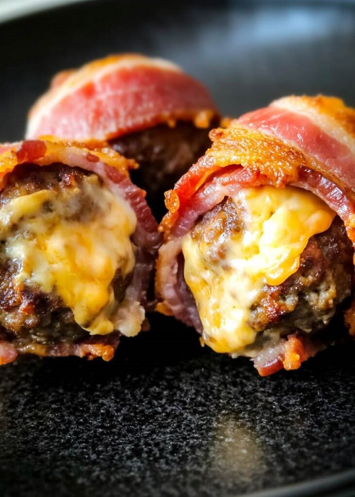 Carnivore Bacon Wrapped Cheddar Meatballs