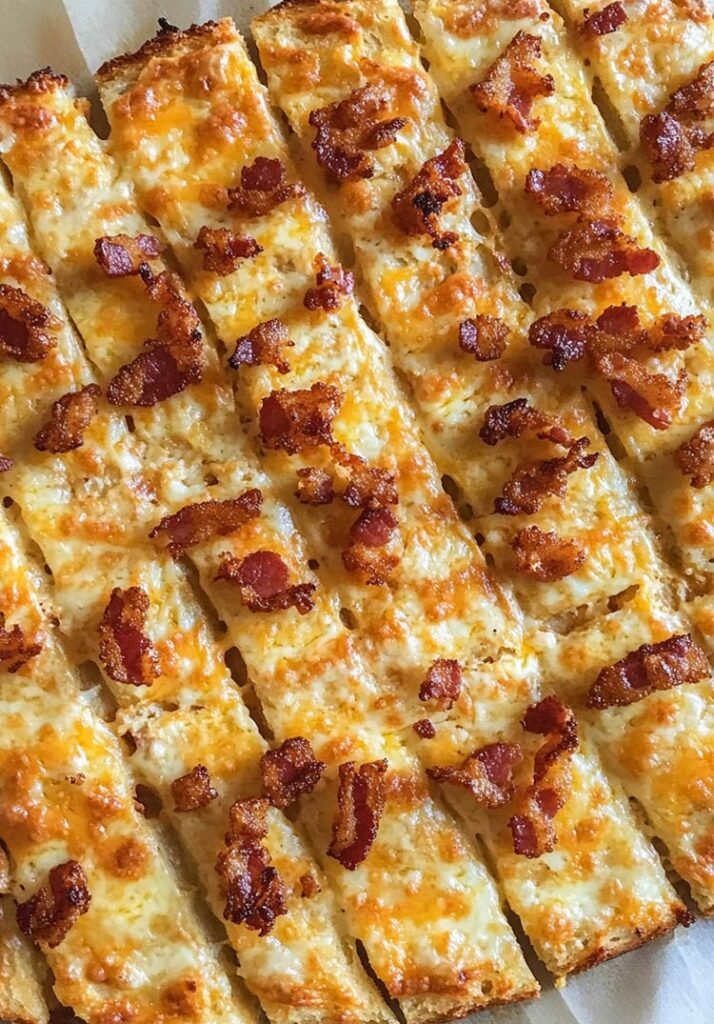 Carnivore Cheesy Bread with Bacon Topping