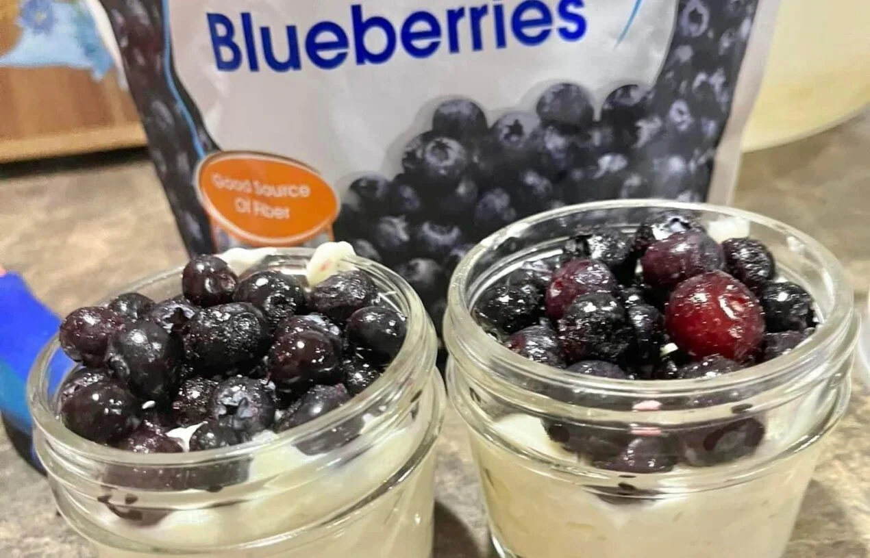 Three Ingredient blueberry cheesecake parfaits