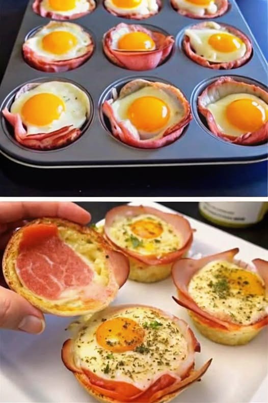 Air Fryer Ham and Egg Breakfast Cups