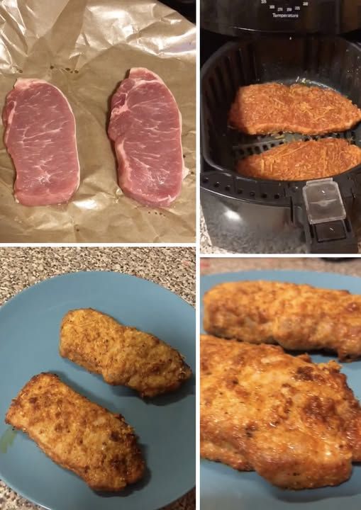 Perfectly crispy, golden brown air fryer pork chops