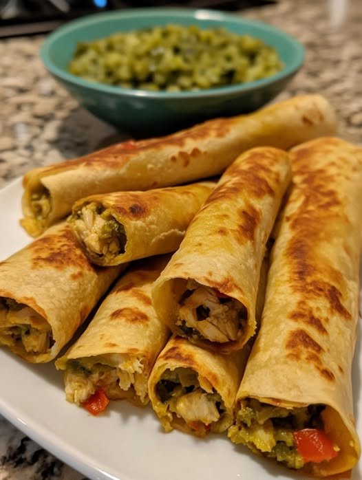 Keto Green Chile Chicken Taquitos