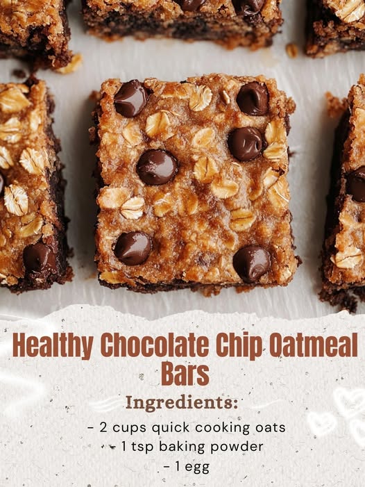 Healthy Chocolate Chip Oatmeal Bars