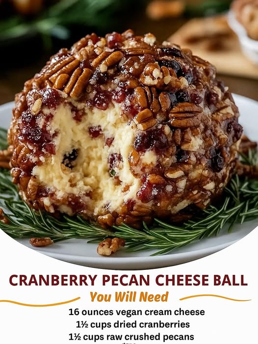 Vegan Cranberry Pecan Cheese Ball