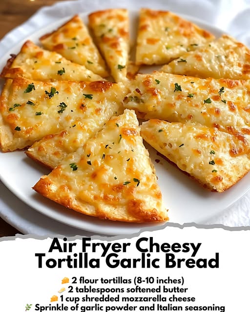 Air Fryer Cheesy Tortilla Garlic Bread