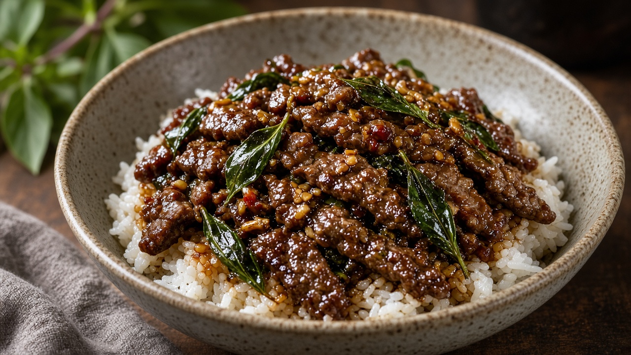 Thai Basil Beef Bowls